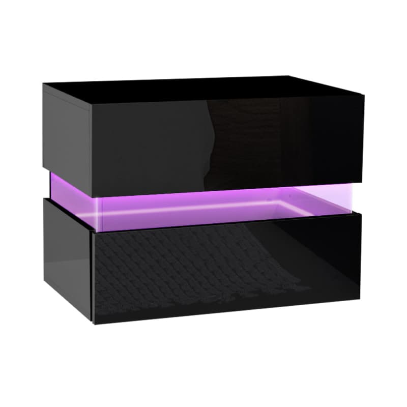 ARTISS BEDSIDE TABLE LED 2 DRAWERS - LUMI BLACK