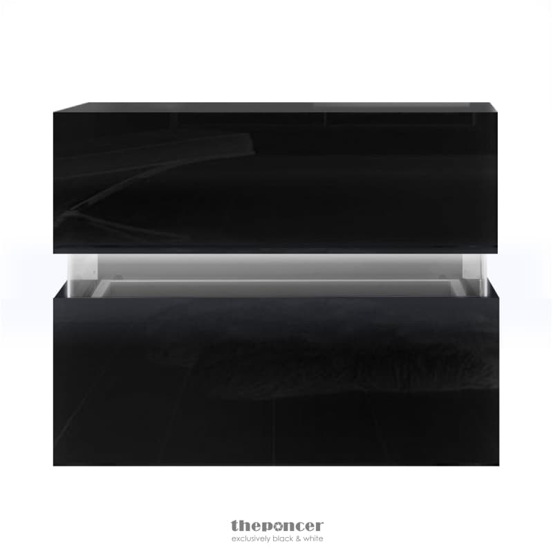 ARTISS BEDSIDE TABLE LED 2 DRAWERS - LUMI BLACK