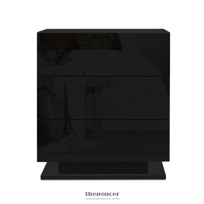 ARTISS BEDSIDE TABLE LED 3 DRAWERS - MORI BLACK