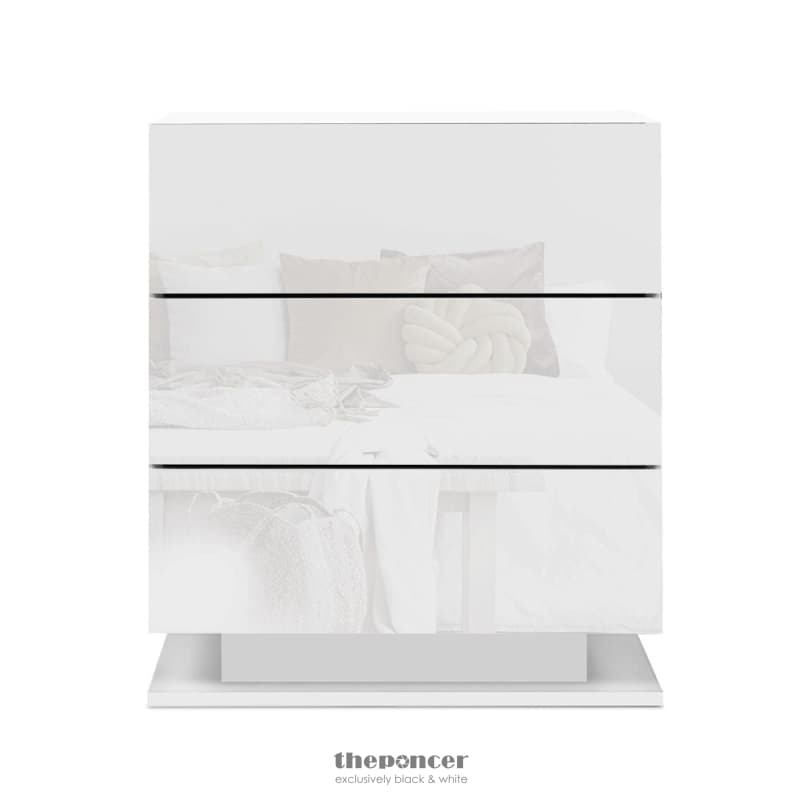 ARTISS BEDSIDE TABLE LED 3 DRAWERS - MORI WHITE