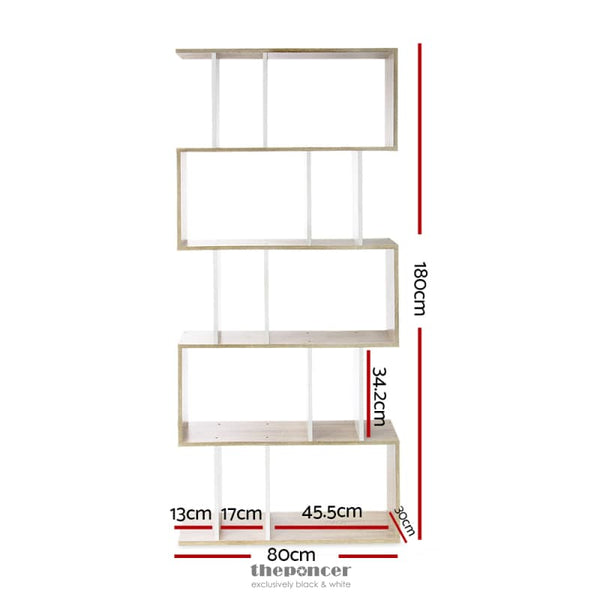 ARTISS BOOKSHELF 5 TIERS - RITA WHITE AND OAK