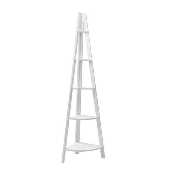 ARTISS BOOKSHELF CORNER SHELF 5 TIERS - CANE WHITE