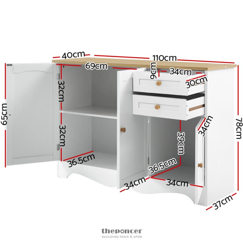 ARTISS BUFFET SIDEBOARD 3 DOORS - BERNE WHITE