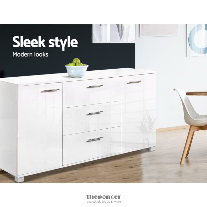 ARTISS BUFFET SIDEBOARD HIGH GLOSS - ZARA WHITE