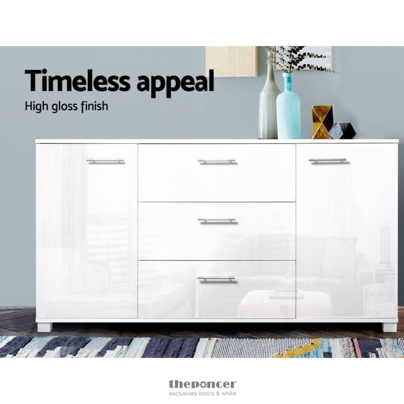 ARTISS BUFFET SIDEBOARD HIGH GLOSS - ZARA WHITE