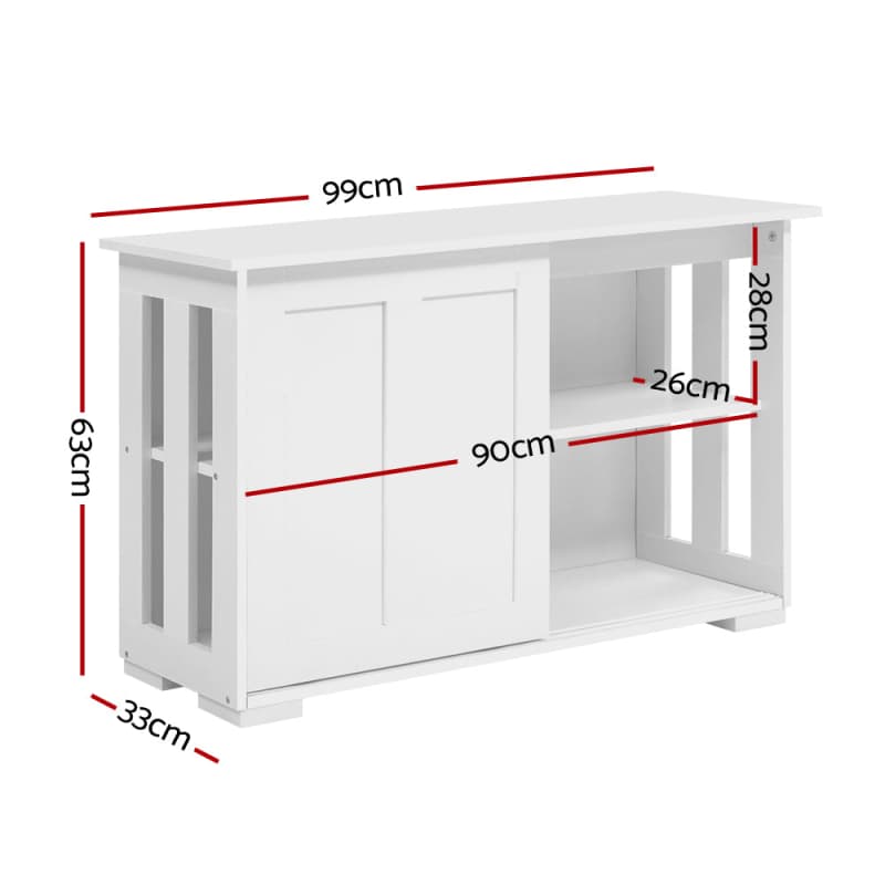 ARTISS BUFFET SIDEBOARD SLIDING DOORS - SERA WHITE