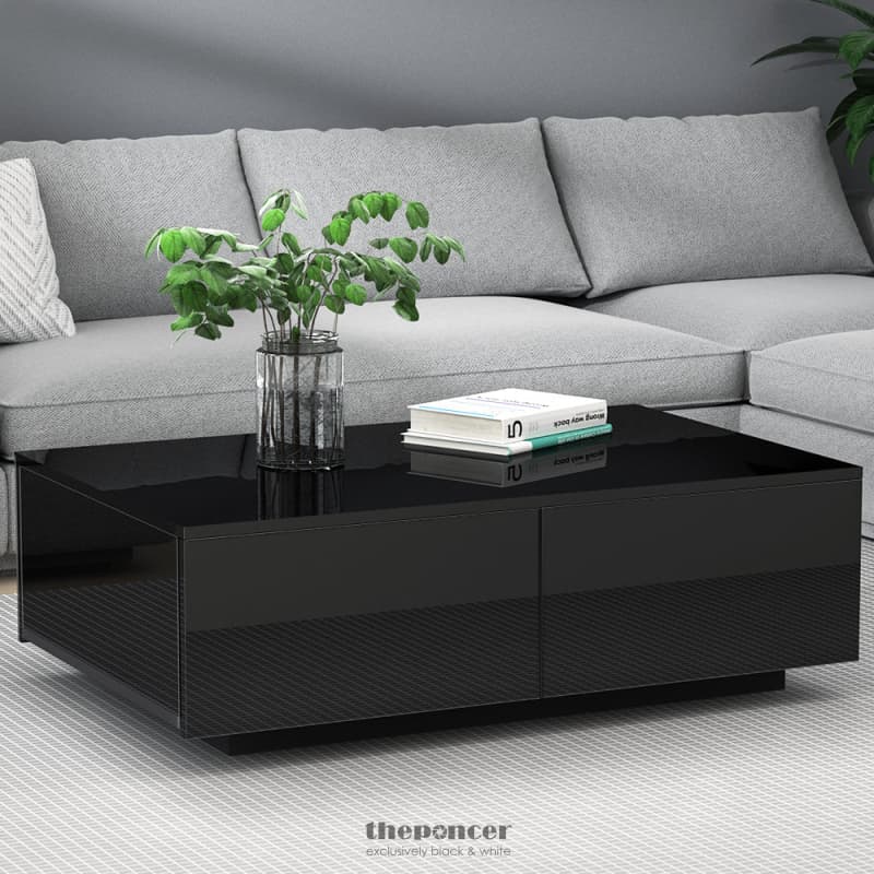 ARTISS COFFEE TABLE 4 DRAWERS BLACK TREVI