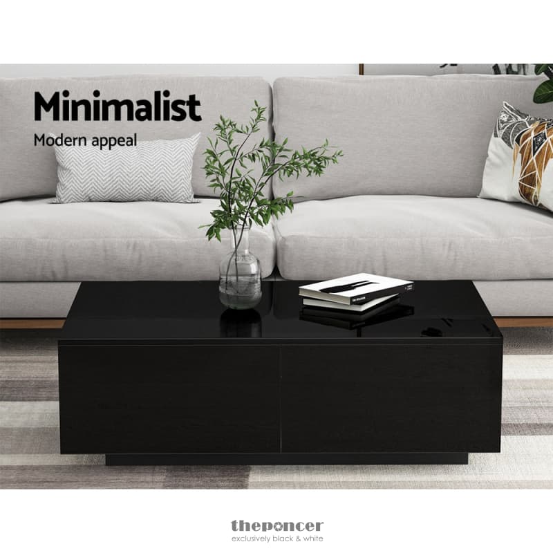 ARTISS COFFEE TABLE 4 DRAWERS BLACK TREVI