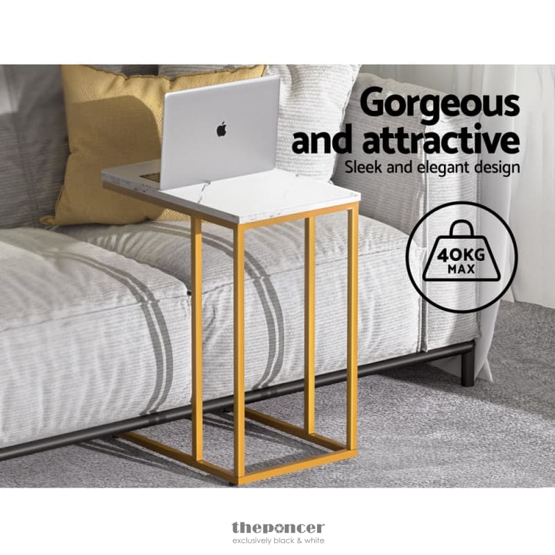 ARTISS COFFEE TABLE SIDE TABLE MARBLE EFFECT EMMA