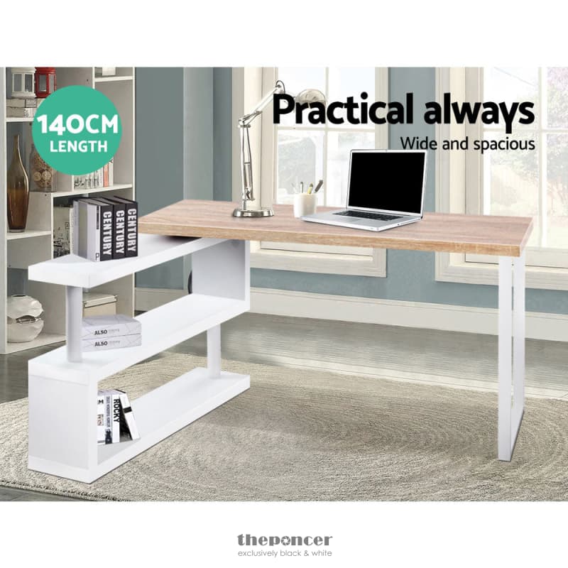 ARTISS COMPUTER DESK BOOKSHELF 140CM