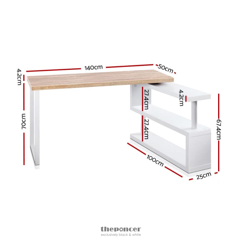 ARTISS COMPUTER DESK BOOKSHELF 140CM