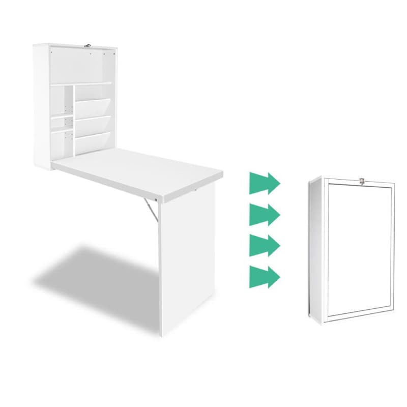 ARTISS COMPUTER DESK BOOKSHELF WALL MOUNT WHITE