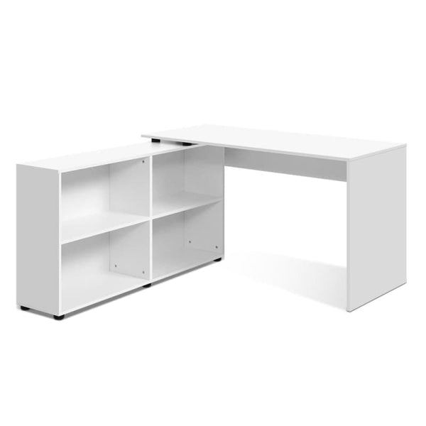 ARTISS COMPUTER DESK BOOKSHELF WHITE 130CM