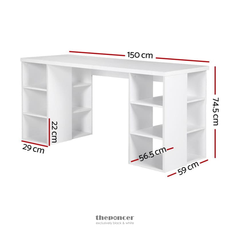 ARTISS COMPUTER DESK BOOKSHELF WHITE 150CM