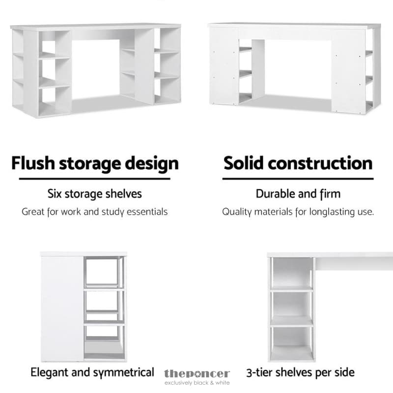 ARTISS COMPUTER DESK BOOKSHELF WHITE 150CM