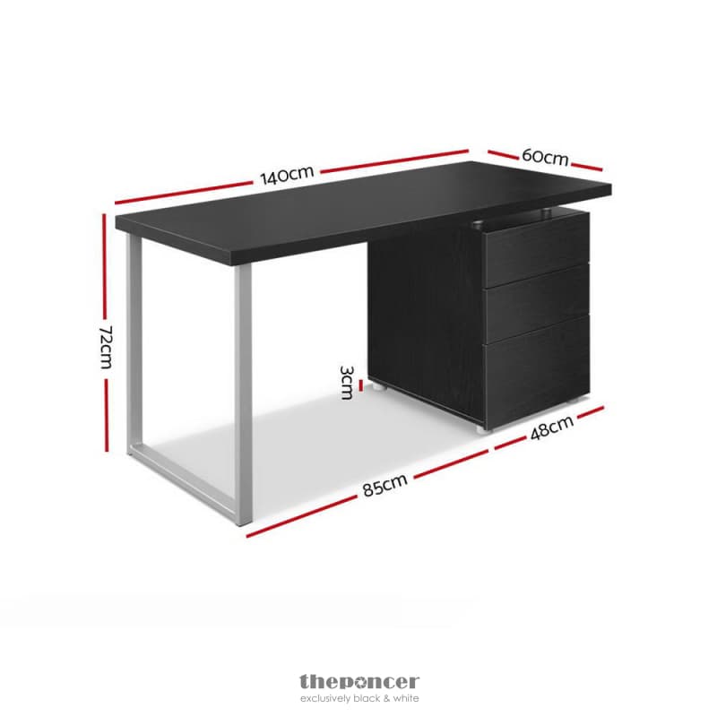 ARTISS COMPUTER DESK DRAWER BLACK 140CM