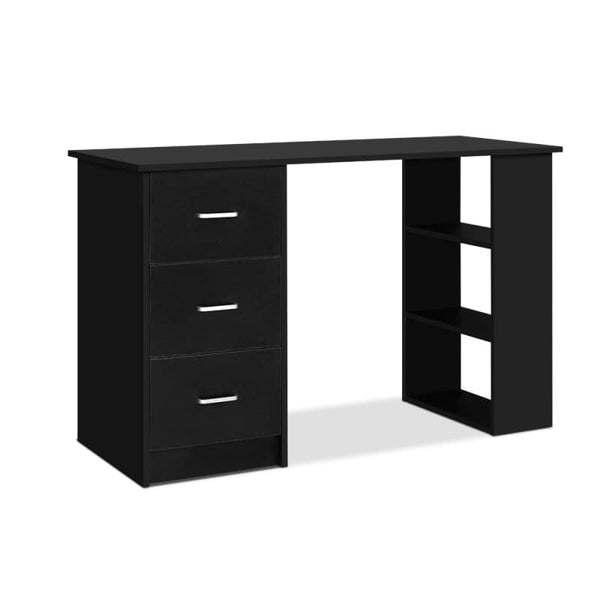 ARTISS COMPUTER DESK DRAWER SHELF CABINET BLACK 120CM