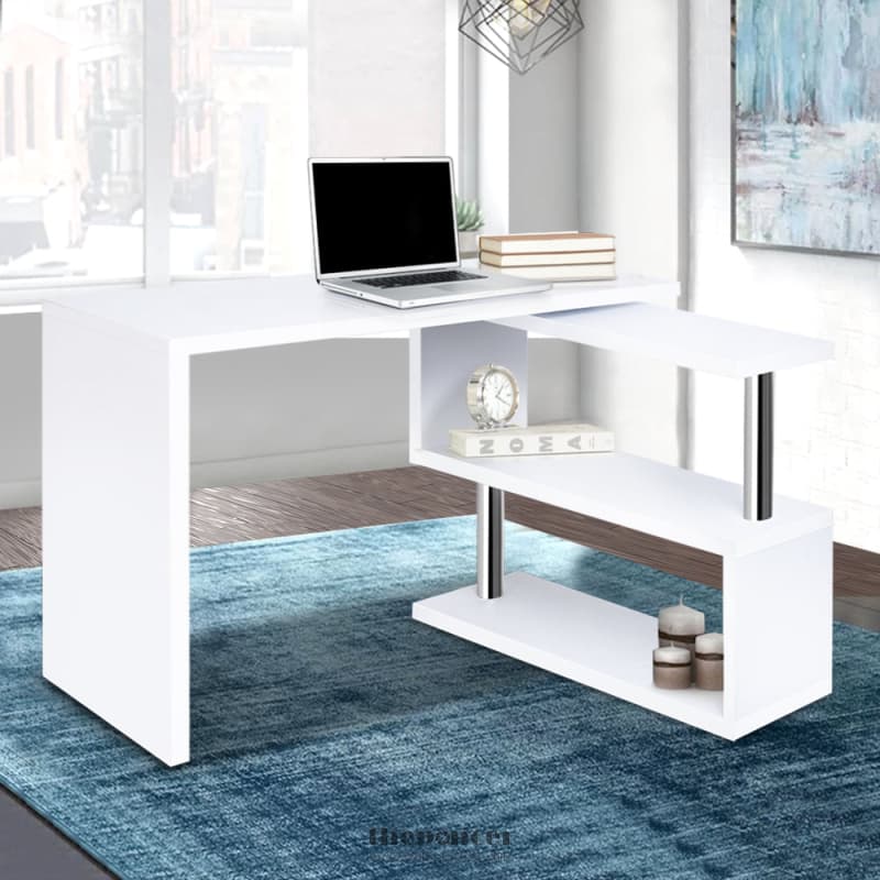 ARTISS COMPUTER DESK L-SHAPE BOOKSHELF WHITE