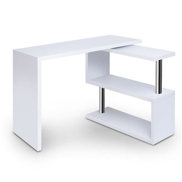 ARTISS COMPUTER DESK L-SHAPE BOOKSHELF WHITE