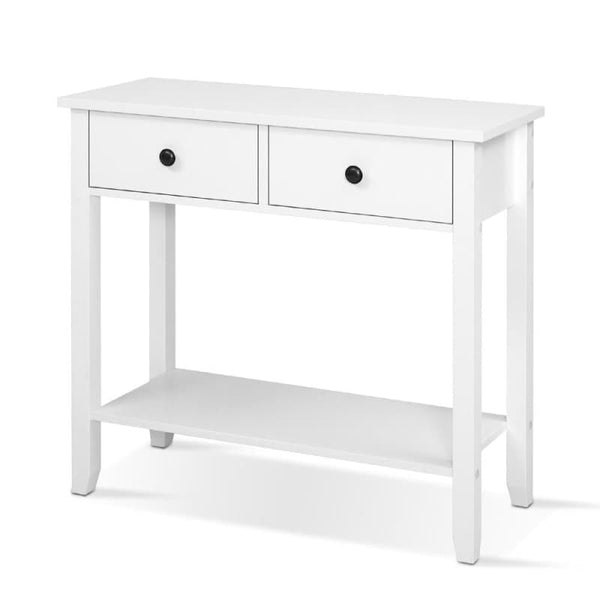 ARTISS CONSOLE TABLE 2 DRAWERS 80CM WHITE CHOLE