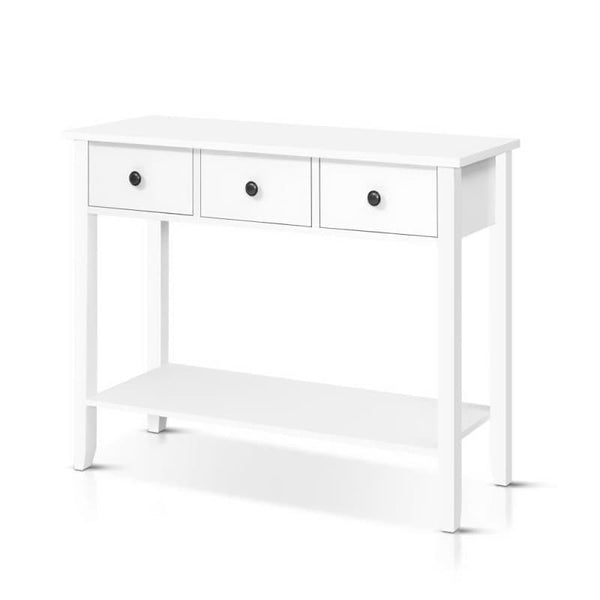 ARTISS CONSOLE TABLE 3 DRAWERS 100CM WHITE CHOLE