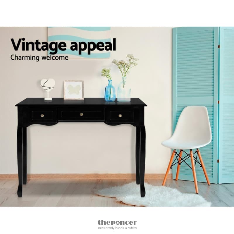 ARTISS CONSOLE TABLE 3 DRAWERS BLACK HAMPTONS