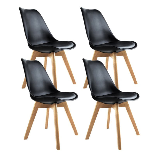 ARTISS DINING CHAIRS SET OF 4 BLACK LEATHER DSW