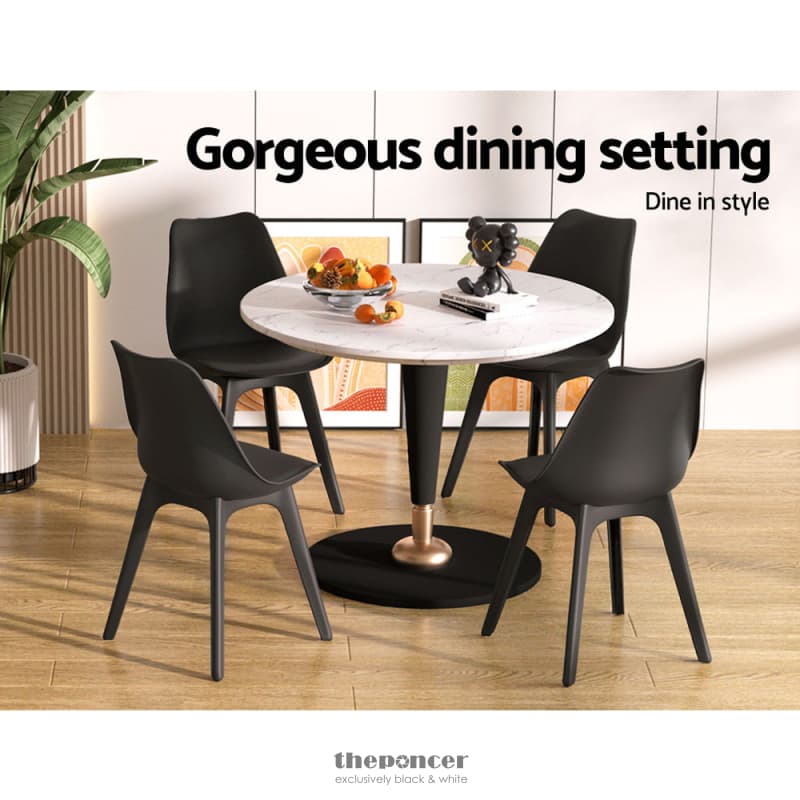 ARTISS DINING CHAIRS SET OF 4 BLACK LEATHER LUNA