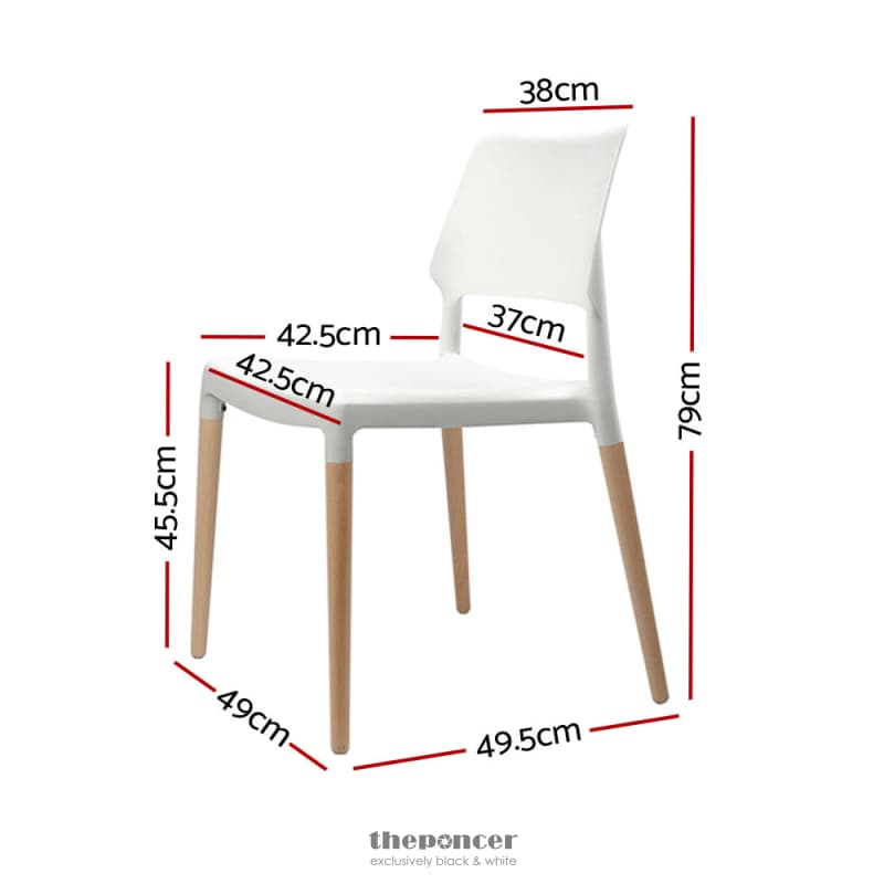 ARTISS DINING CHAIRS WHITE STACKABLE SET OF 4