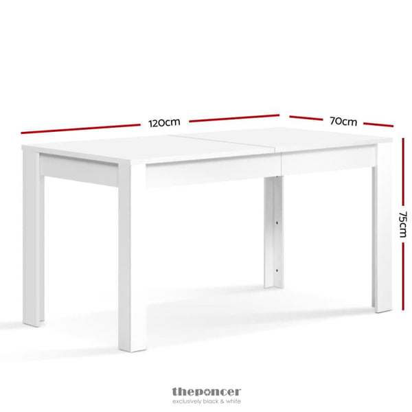 ARTISS DINING TABLE RECTANGULAR 4 SEATER 120CM WHITE NATU