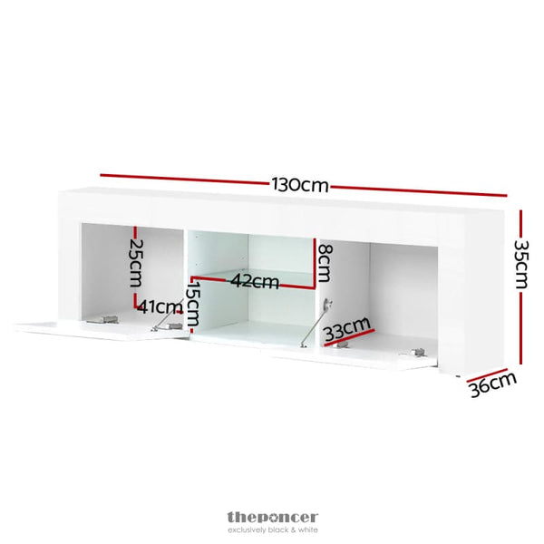 ARTISS ENTERTAINMENT UNIT TV CABINET 130CM WHITE IVAN