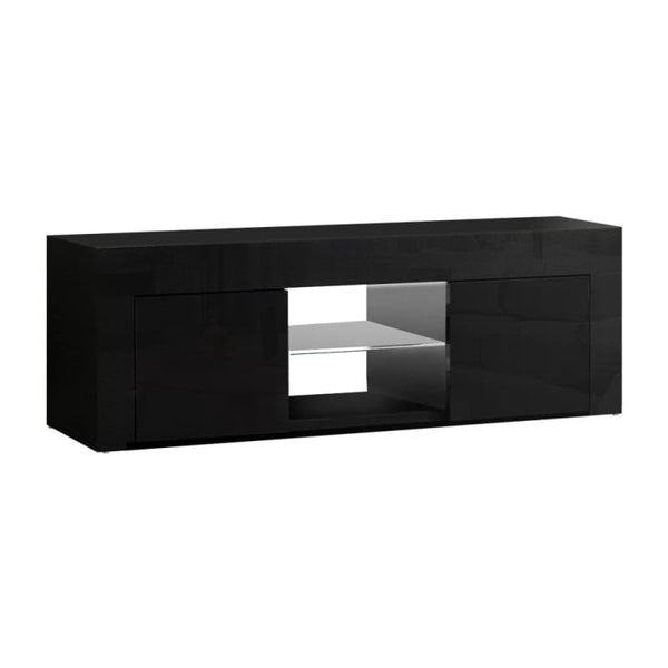 ARTISS ENTERTAINMENT UNIT TV CABINET LED 130CM BLACK ANGUS