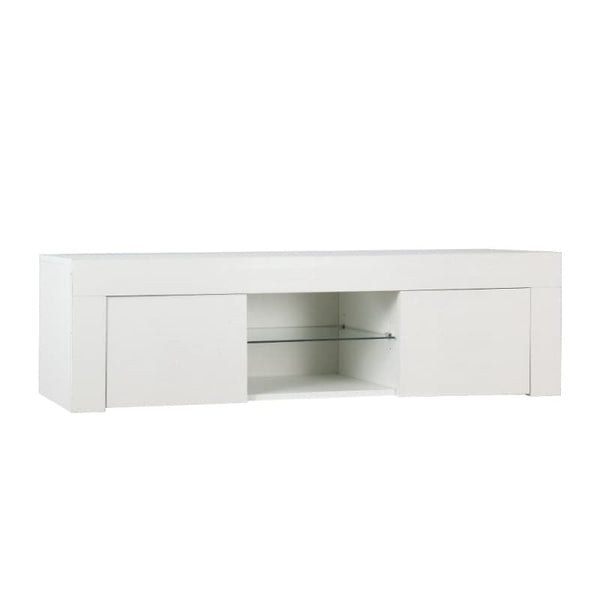 ARTISS ENTERTAINMENT UNIT TV CABINET LED 130CM WHITE ANGUS