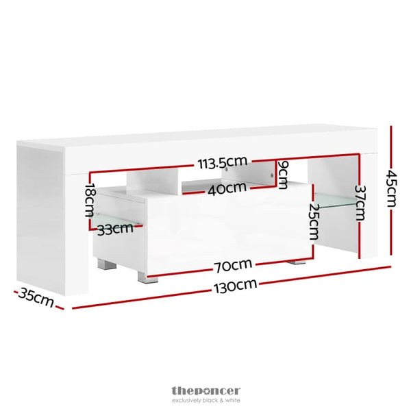 ARTISS ENTERTAINMENT UNIT TV CABINET LED 130CM WHITE ELO