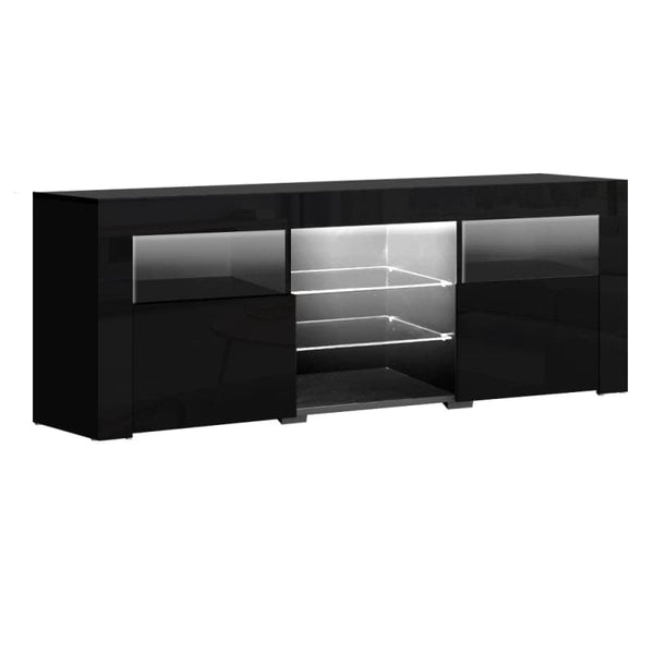 ARTISS ENTERTAINMENT UNIT TV CABINET LED 160CM BLACK BOBI