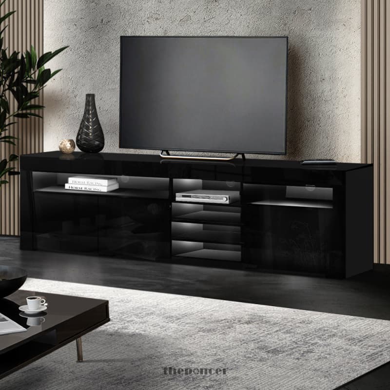 ARTISS ENTERTAINMENT UNIT TV CABINET LED 180CM BLACK BOBI