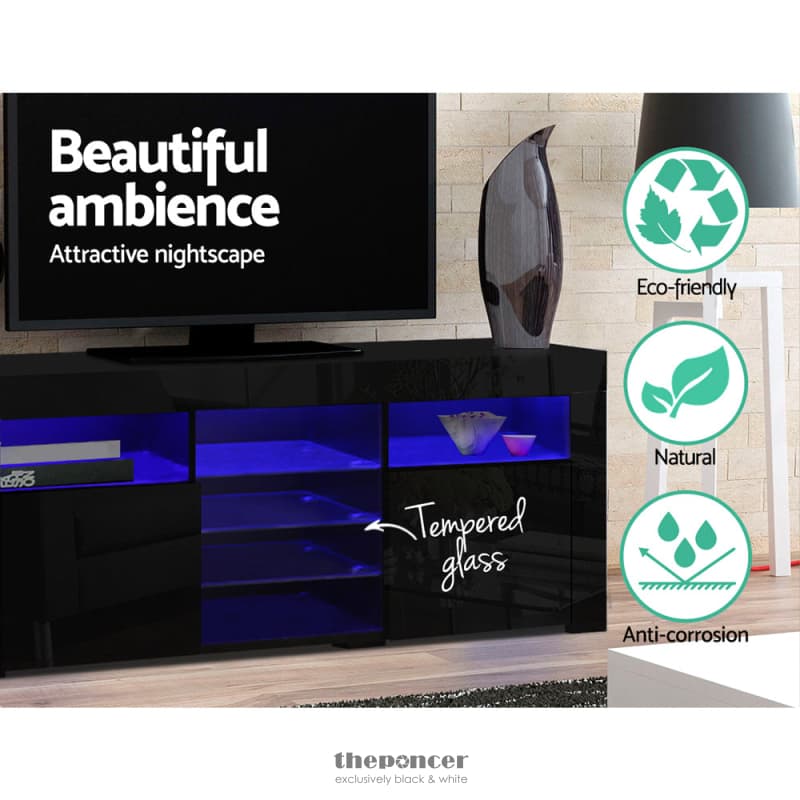 ARTISS ENTERTAINMENT UNIT TV CABINET LED 180CM BLACK BOBI