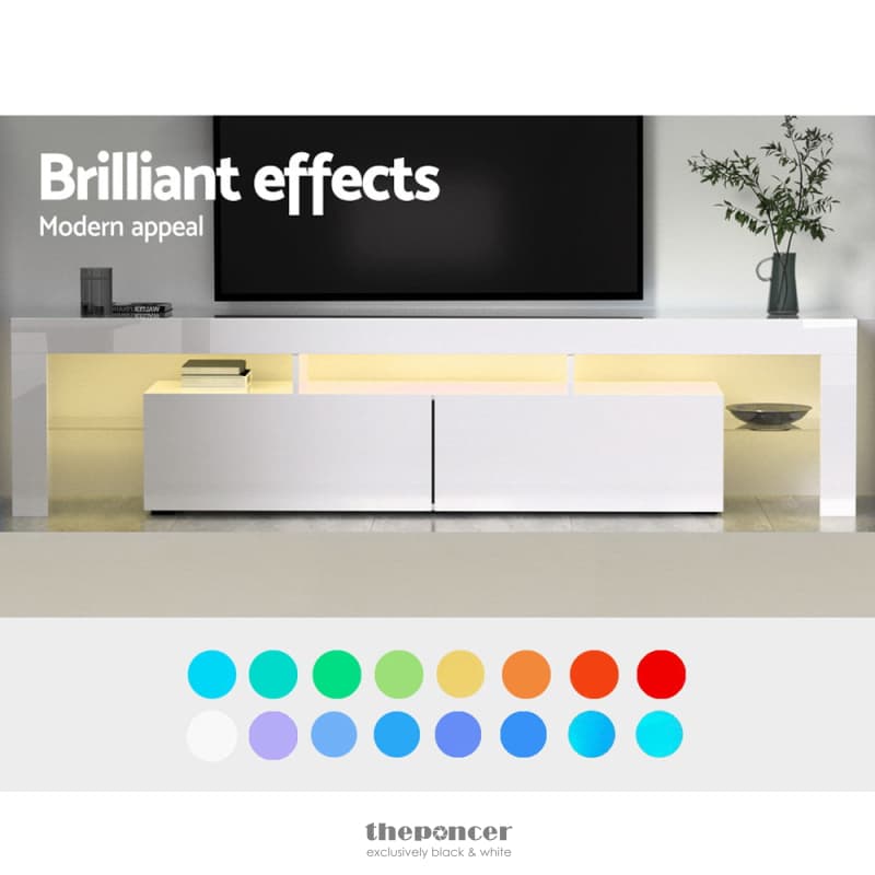 ARTISS ENTERTAINMENT UNIT TV CABINET LED 189CM WHITE ELO