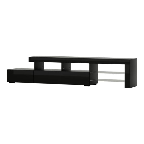 ARTISS ENTERTAINMENT UNIT TV CABINET LED 215CM BLACK CAYA