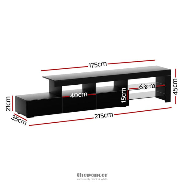 ARTISS ENTERTAINMENT UNIT TV CABINET LED 215CM BLACK CAYA