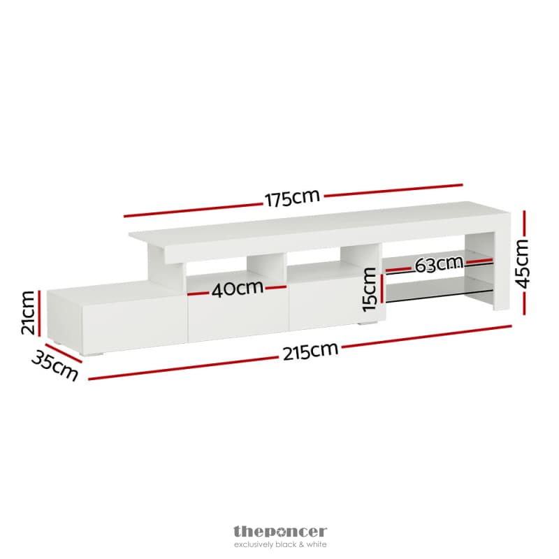 ARTISS ENTERTAINMENT UNIT TV CABINET LED 215CM WHITE CAYA