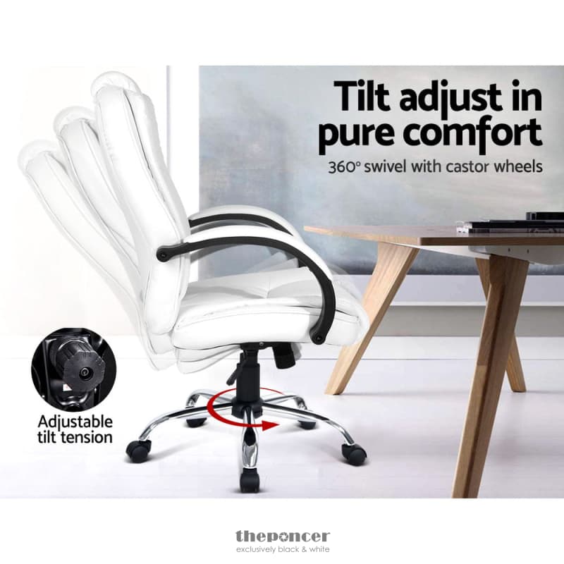 ARTISS EXECUTIVE OFFICE CHAIR LEATHER TILT WHITE