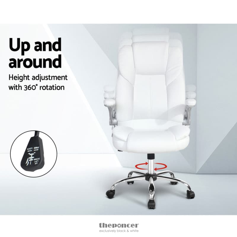 ARTISS EXECUTIVE OFFICE CHAIR LEATHER TILT WHITE