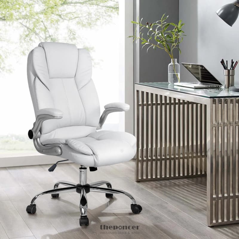 ARTISS EXECUTIVE OFFICE CHAIR LEATHER TILT WHITE