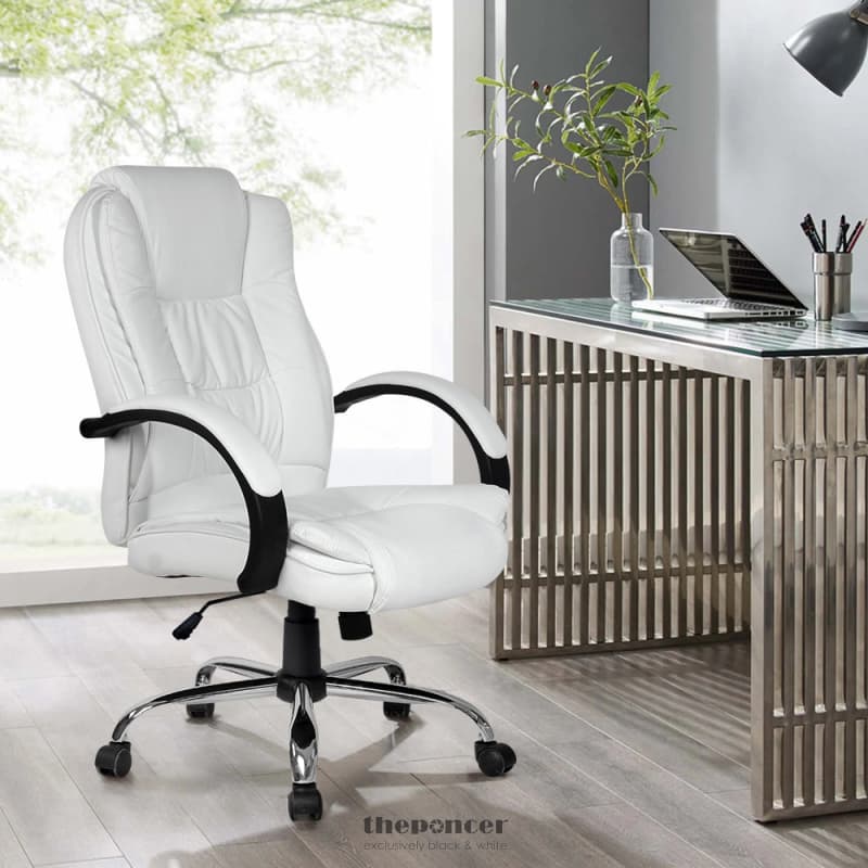 ARTISS EXECUTIVE OFFICE CHAIR LEATHER TILT WHITE