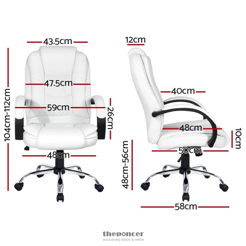 ARTISS EXECUTIVE OFFICE CHAIR LEATHER TILT WHITE