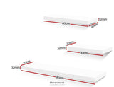 ARTISS FLOATING WALL SHELF SET OF 3 WHITE