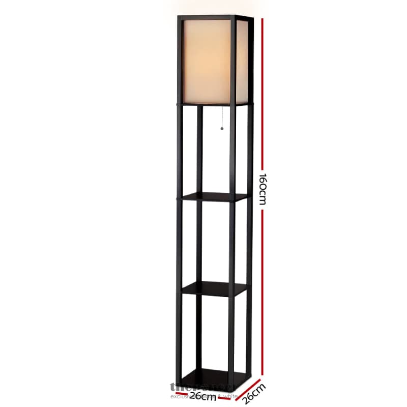 ARTISS LED FLOOR LAMP SHELF VINTAGE WOOD STANDING LIGHT