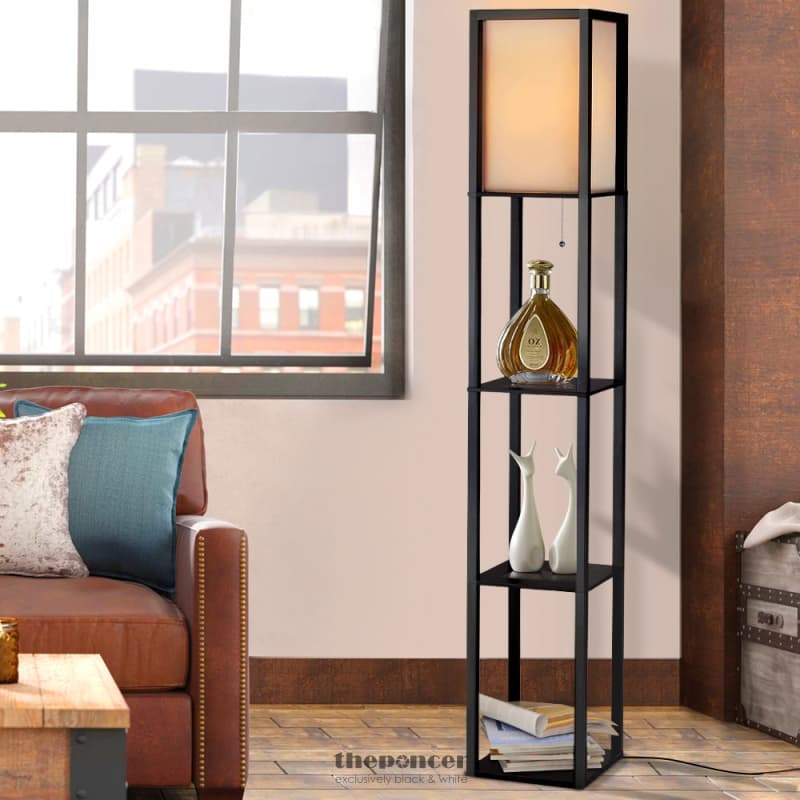 ARTISS LED FLOOR LAMP SHELF VINTAGE WOOD STANDING LIGHT