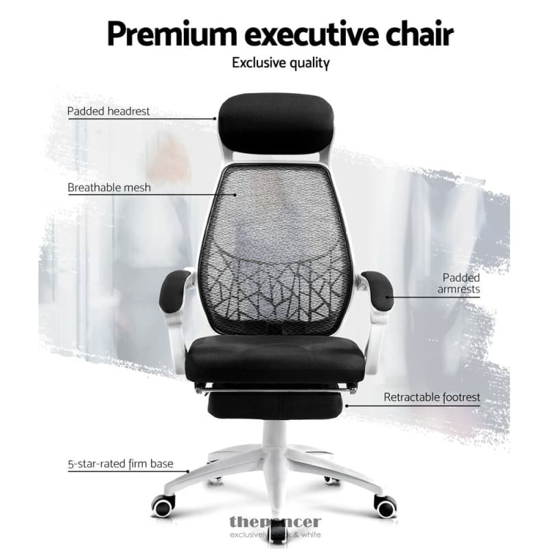 ARTISS MESH OFFICE CHAIR RECLINER BLACK WHITE